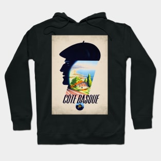 Retro poster - pub - vintage - Basque coast - Hoodie